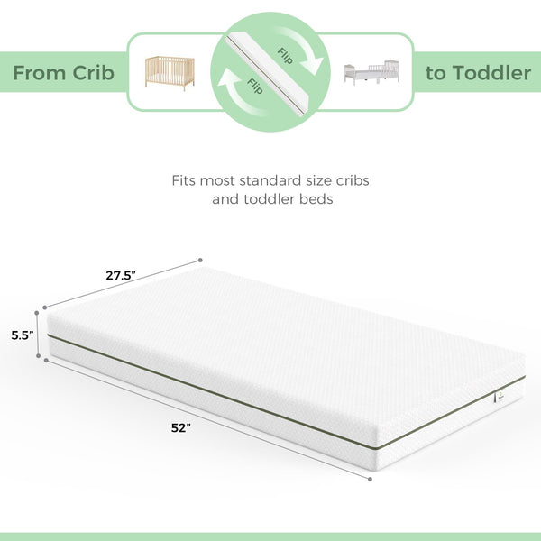 2-in-1 Crib & Toddler Mattress – Dual-Sided Gel Memory Foam with Removable Cover