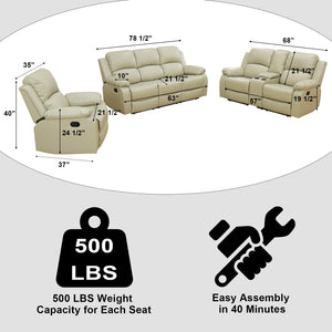 3-Piece Reclining Sectional Sofa with Storage Console