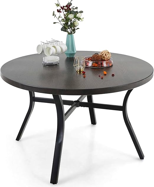 Round Outdoor Dining Table with Umbrella Hole