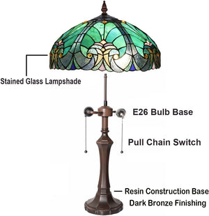 Tiffany Style Stained Glass Table Lamp – Victorian Green
