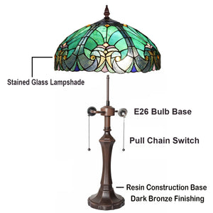 Tiffany Style Stained Glass Table Lamp – Victorian Green