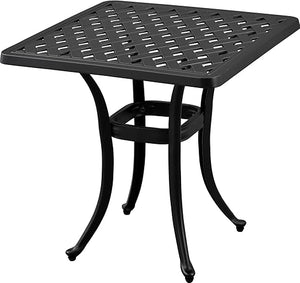 Cast Aluminum Outdoor Side Table with Cut-Out Design