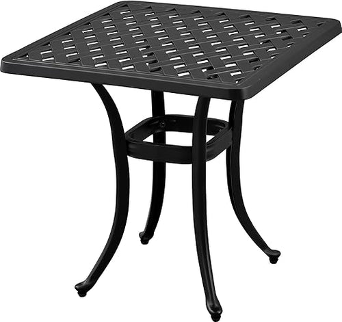 Cast Aluminum Outdoor Side Table with Cut-Out Design