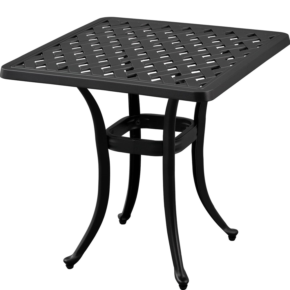 Cast Aluminum Outdoor Side Table with Cut-Out Design