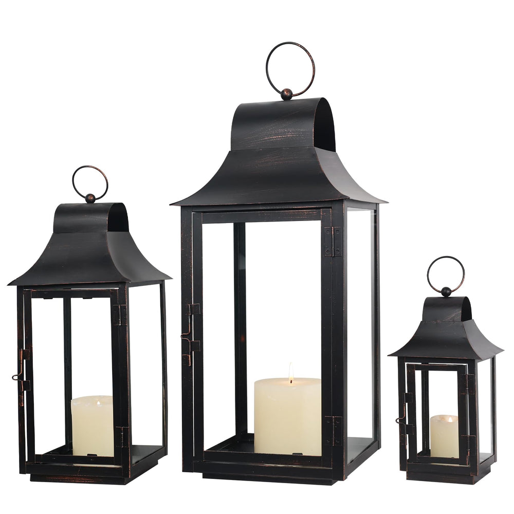 Metal Square Candle Lanterns Set of 3 – Indoor & Outdoor Decorative Holders