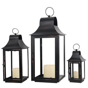 Metal Square Candle Lanterns Set of 3 – Indoor & Outdoor Decorative Holders