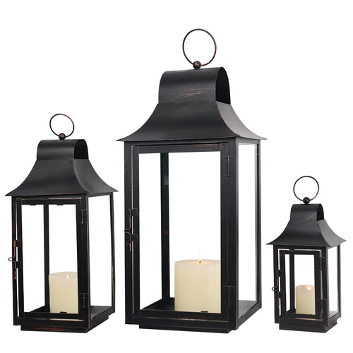 Metal Square Candle Lanterns Set of 3 – Indoor & Outdoor Decorative Holders