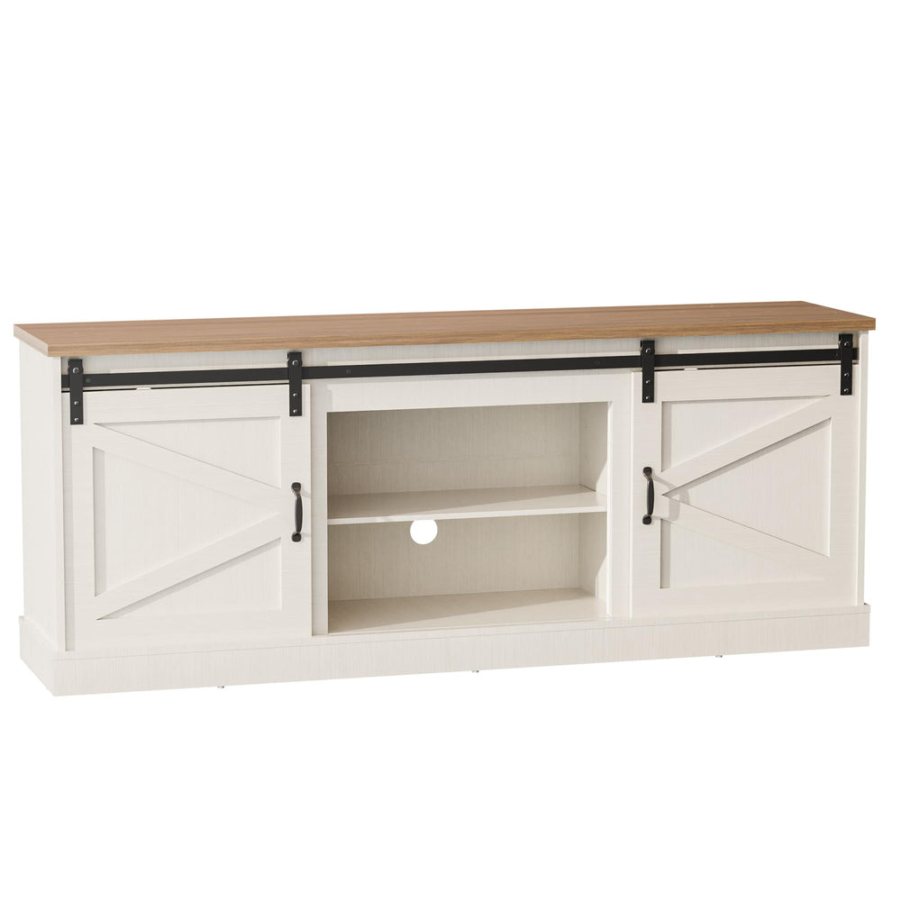 Farmhouse TV Stand with Barn Door 54 Inch Entertainment Center