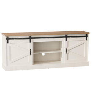 Farmhouse TV Stand with Barn Door 54 Inch Entertainment Center