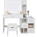 LED Lighted Vanity Desk with Sliding Cabinet, Drawers & Storage Stool