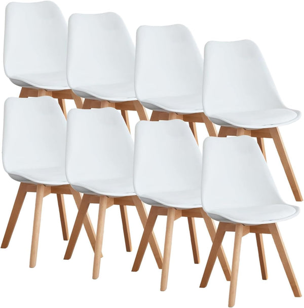 Modern PU Leather Dining Chairs with Wood Legs