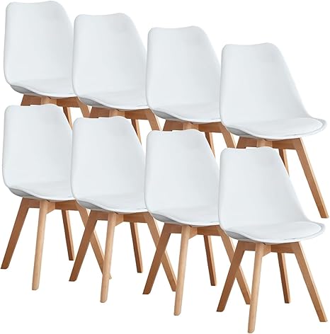 Modern PU Leather Dining Chairs with Wood Legs