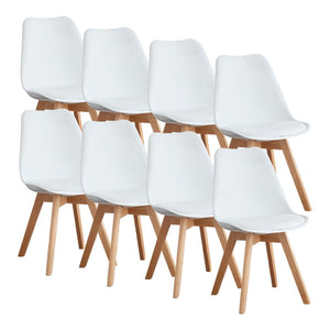 Modern Dining Chairs with Wood Legs & PU Leather Cushion