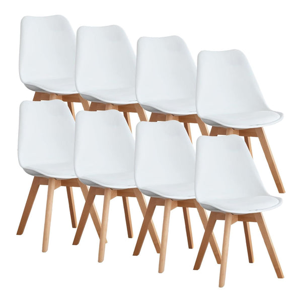 Modern Dining Chairs with Wood Legs & PU Leather Cushion