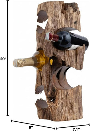 Rustic Solid Wood Countertop Wine Rack – Holds 5 Bottles