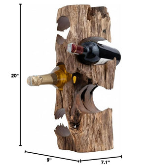 Rustic Solid Wood Countertop Wine Rack – Holds 5 Bottles