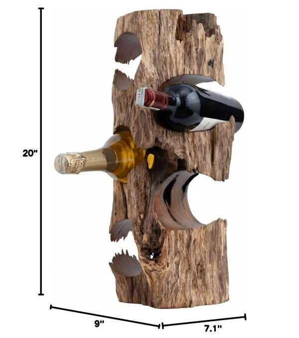 Rustic Solid Wood Countertop Wine Rack – Holds 5 Bottles