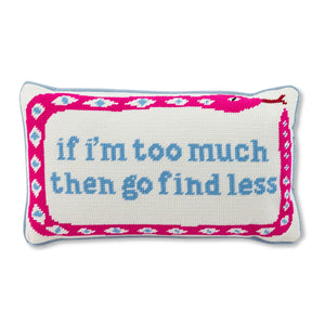 Needlepoint Throw Pillow – Blue Wool Embroidered Accent