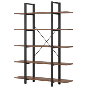 5-Tier Industrial Bookshelf 72" Tall – Metal Frame & Wood Shelves