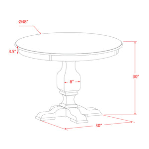 7-Piece Round Dining Table Set with 6 Upholstered Chairs