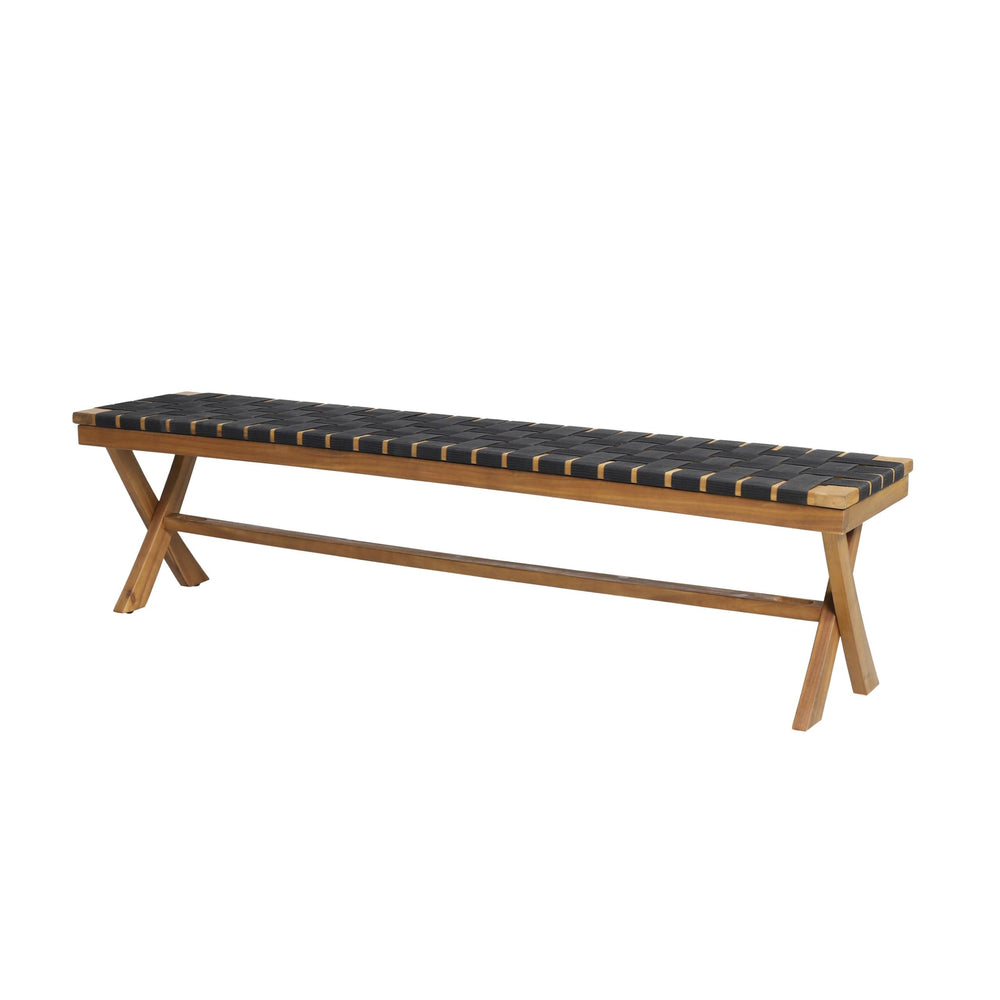 Acacia Wood Outdoor Bench with Rope Seating