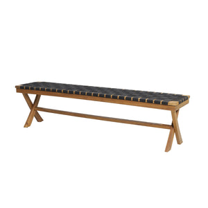 Acacia Wood Outdoor Bench with Rope Seating