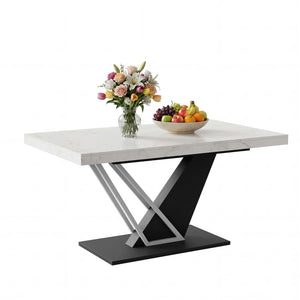 Extendable Dining Table with Faux Marble Top