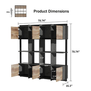 Tall Bookcase with Storage Cabinets & Open Shelves
