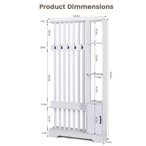 Room Divider with Shelves, Storage Cabinet & Coat Rack