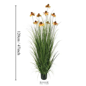 46-Inch Artificial Grass Plant with Echinacea Flowers – Indoor & Outdoor Decor