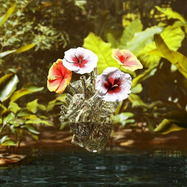 Heart-Shaped Glass Flower Vase
