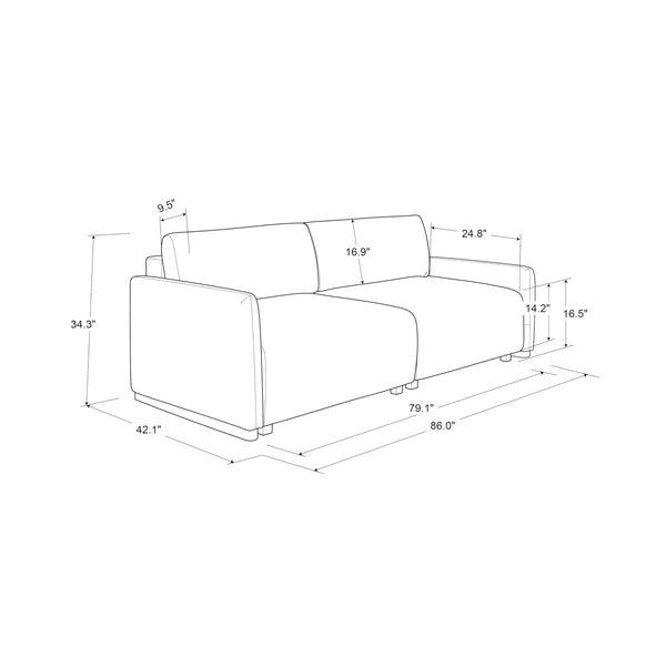 86" Convertible Sleeper Sofa – Queen Size