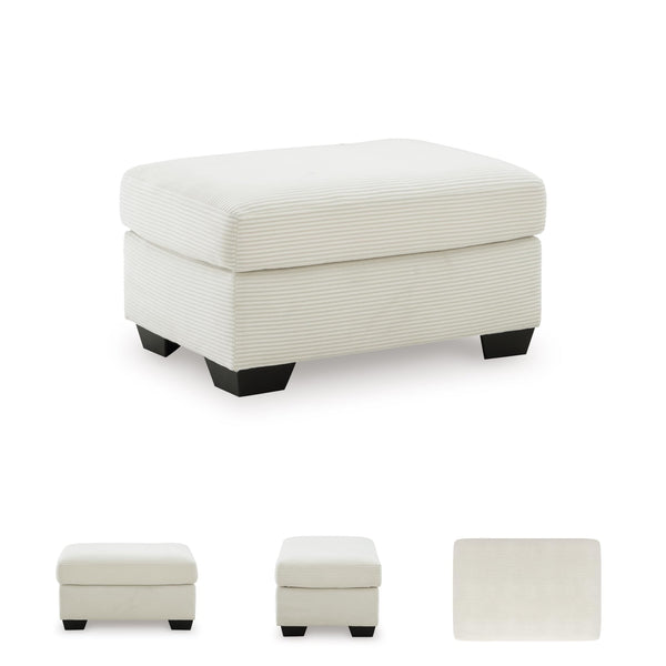 Contemporary Rectangular Upholstered Ottoman – White