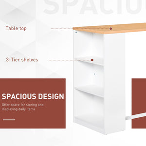 Modern Counter Height Bar Table with 3-Tier Storage Shelves