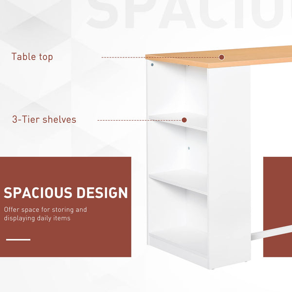 Modern Counter Height Bar Table with 3-Tier Storage Shelves
