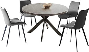 47" Round Dining Table Set with Chairs – Mid-Century Modern, Seats 4–6