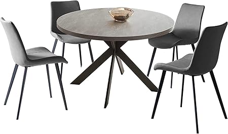 47" Round Dining Table Set with Chairs – Mid-Century Modern, Seats 4–6