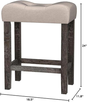 Roundhill Furniture Sora Button Tufted Counter Height Saddle Stools, Set of 2, Taupe