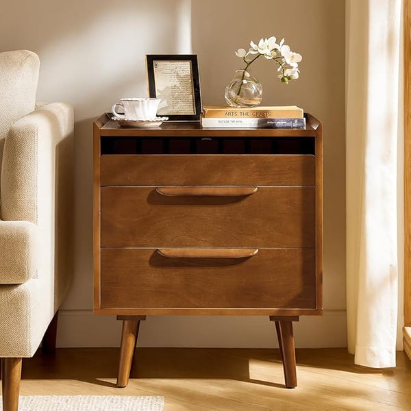 Mid-Century End Table with Charging Station