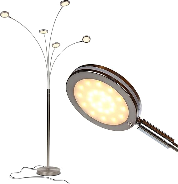 5-Head Arc Floor Lamp with Rotating LED Lights