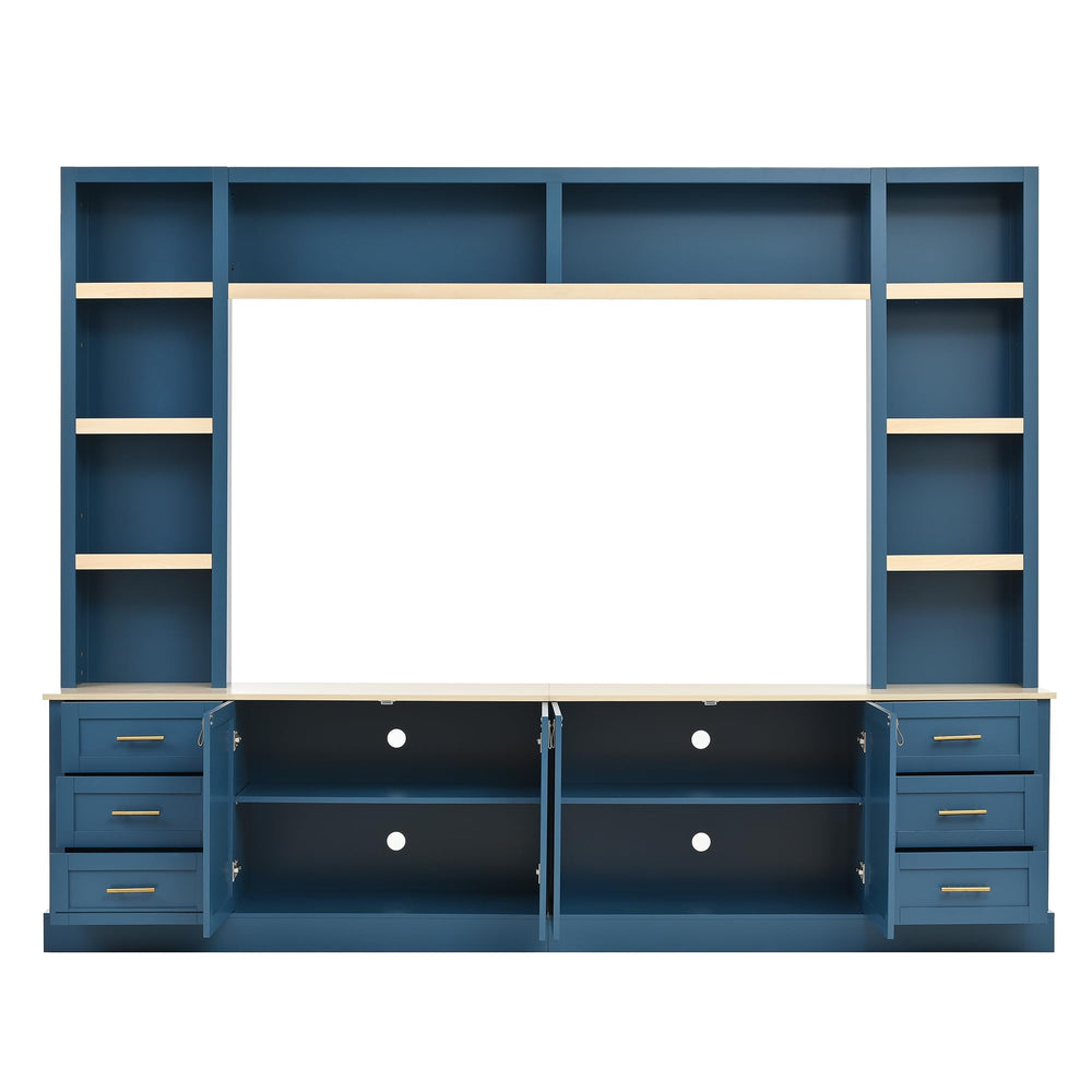 4-Piece Entertainment Center Wall Unit with TV Stand & Bookshelves