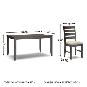 7-Piece Dining Table Set with 6 Upholstered Chairs