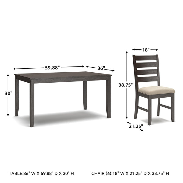 7-Piece Dining Table Set with 6 Upholstered Chairs