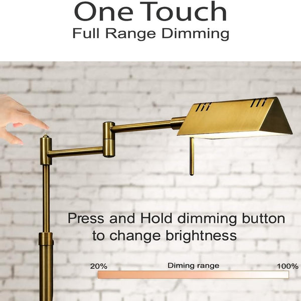 Dimmable LED Pharmacy Floor Lamp with Swing Arms