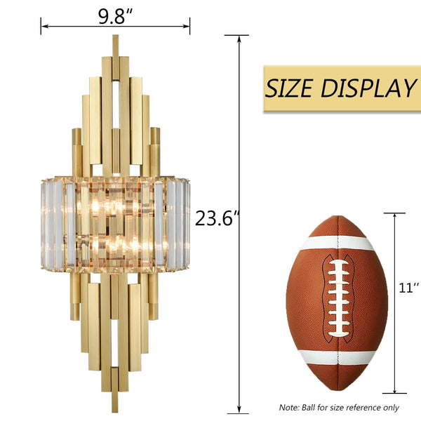 Modern Crystal Wall Sconce 2-Light Gold