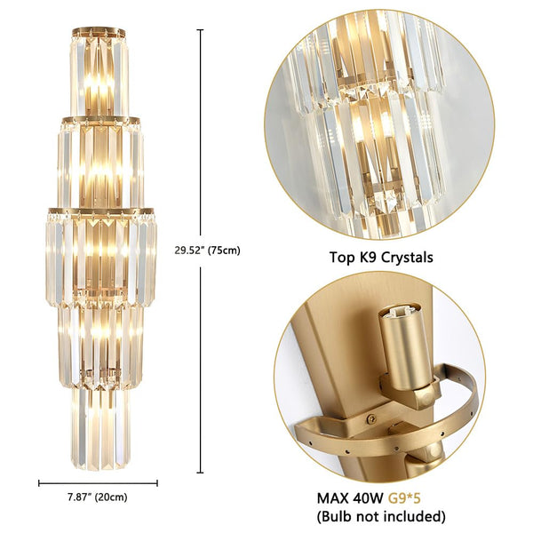 Modern Crystal Wall Sconce 5-Light Metal Vanity Light Fixture
