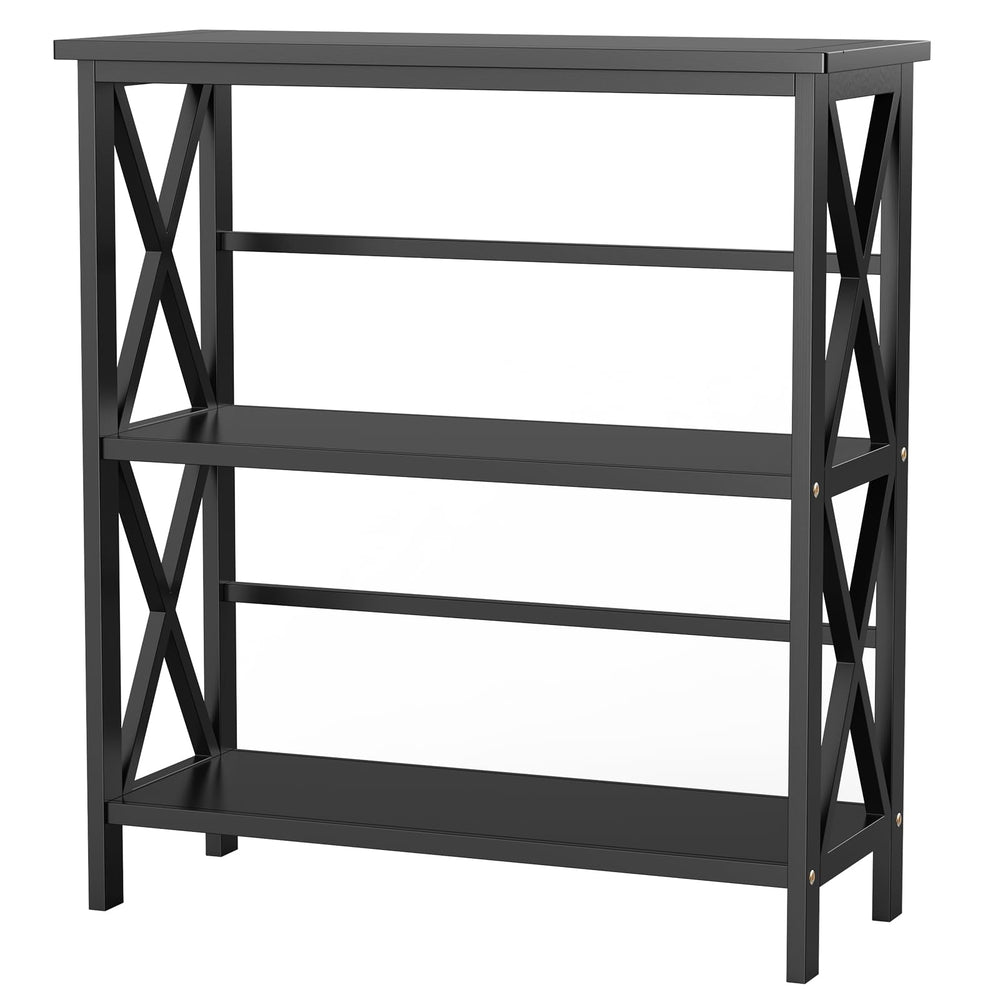 3-Tier Bookshelf with X-Frame Wood Design