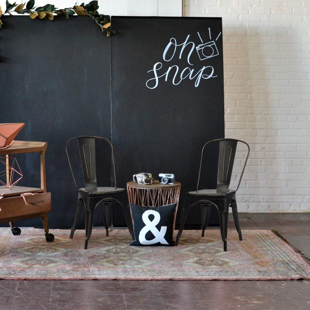 Stackable Metal Dining Chair Set of 4 – Indoor & Outdoor