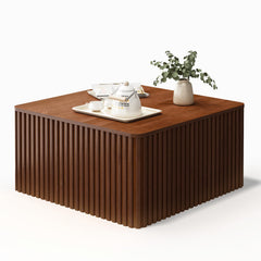 Fluted Square Coffee Table with Storage