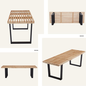 Industrial Wood Entryway Bench with Metal Frame